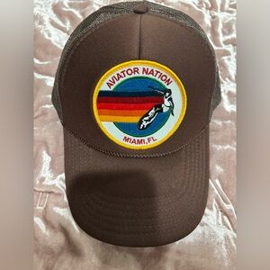 AVIATOR NATION MIAMI TRUCKER HAT-BROWN -Authentic from the Boutique